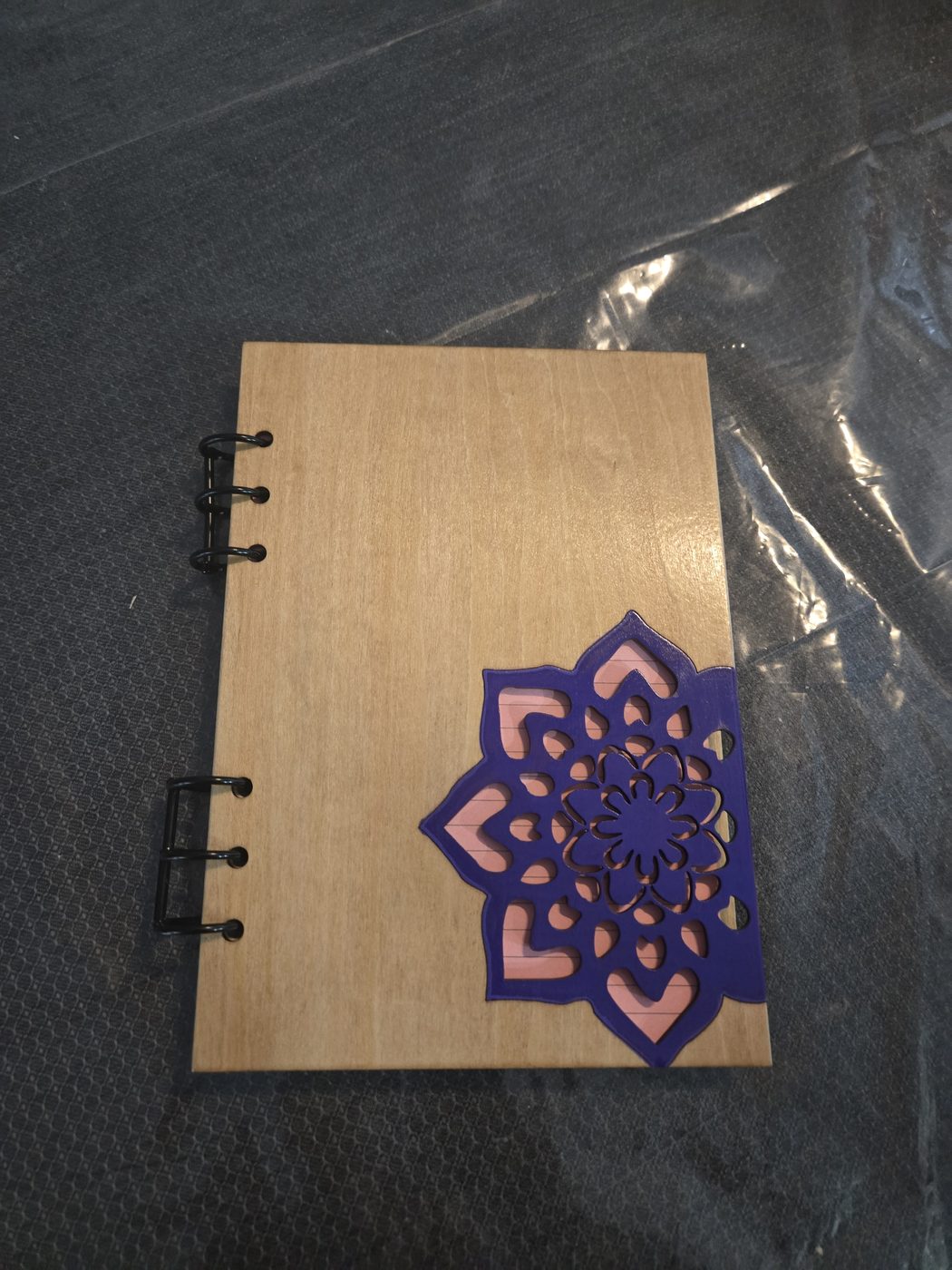 Wood-bound, plum mandala · Elegant